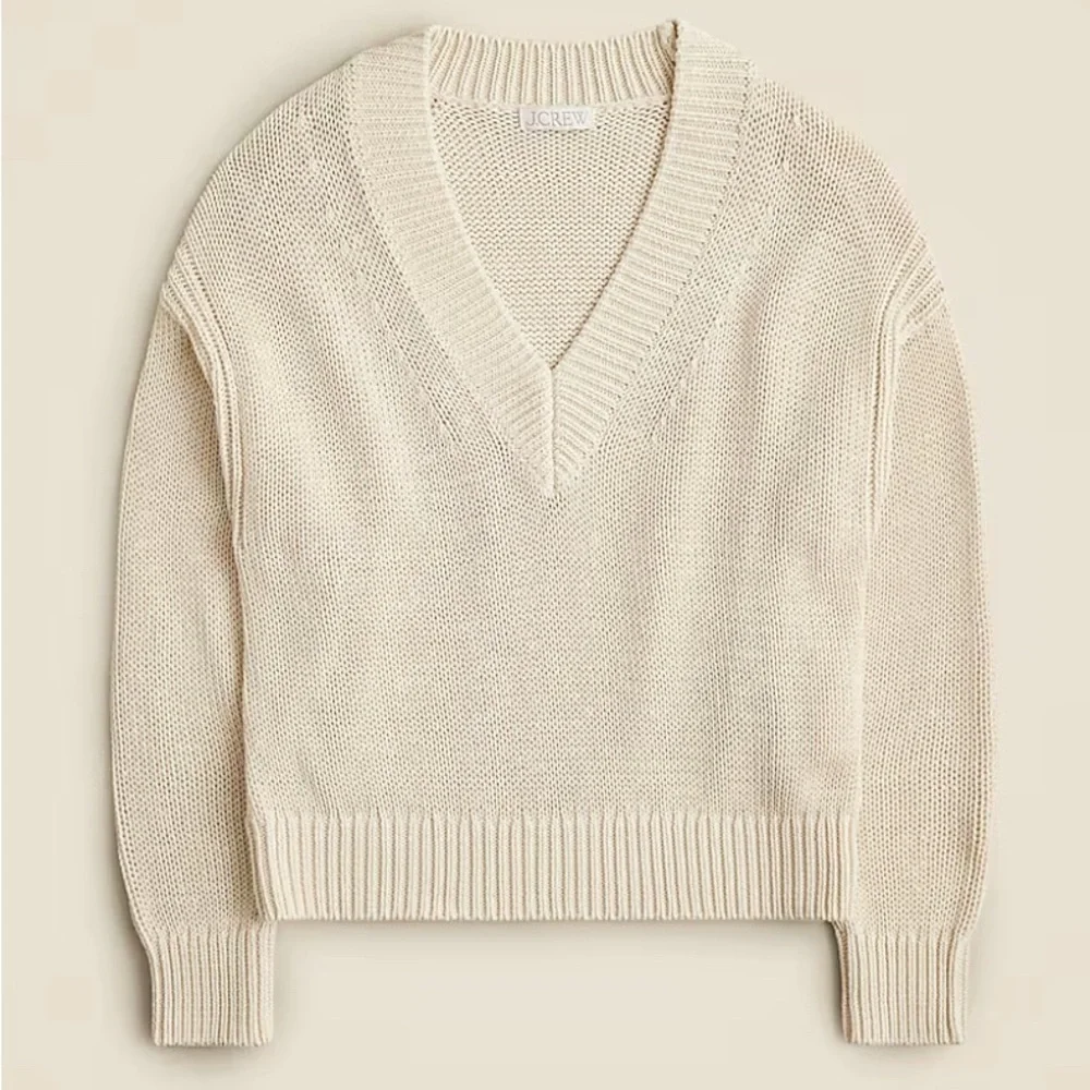 J. Crew V-Neck Sweater in Soft Cream
